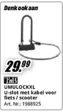 MediaMarkt TnB UMULOCKXL U-slot met kabel voor fiets/scooter aanbieding