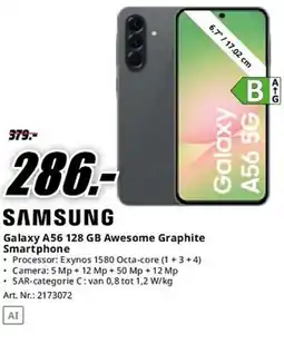 MediaMarkt Samsung Galaxy A56 128 GB Awesome Graphite Smartphone aanbieding