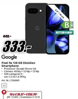 MediaMarkt Google Pixel 9a 128 GB Obsidian Smartphone aanbieding