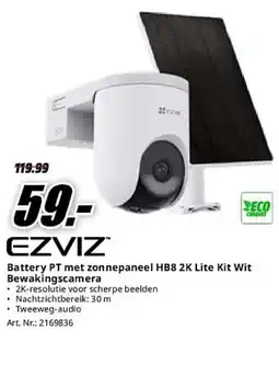 MediaMarkt Ezviz Battery PT met zonnepaneel HB8 2K Lite Kit Wit Bewakingscamera aanbieding