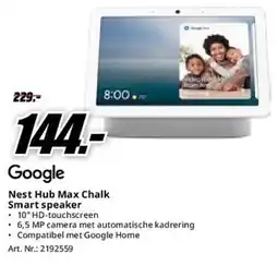 MediaMarkt Google Nest Hub Max Chalk Smart speaker aanbieding