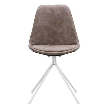 Leen Bakker Eetkamerstoel Senja - taupe stof Cowboy - wit metaal - Leen Bakker aanbieding