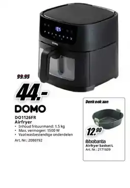 MediaMarkt Domo DO1126FR Airfryer aanbieding