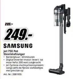 MediaMarkt Samsung Jet 75E Pet Steelstofzuiger aanbieding