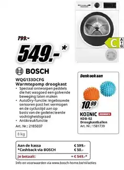 MediaMarkt Bosch WQG133DCFG Warmtepomp droogkast aanbieding