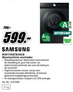 MediaMarkt Samsung WW11DB7B34GB Wasmachine voorlader aanbieding