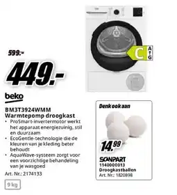 MediaMarkt Beko BM3T3924WMM Warmtepomp droogkast aanbieding