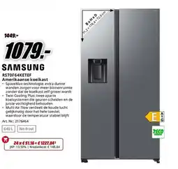 MediaMarkt Samsung RS70F64KETEF Amerikaanse koelkast aanbieding