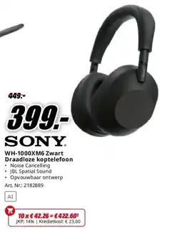 MediaMarkt Sony WH-1000XM6 Zwart Draadloze koptelefoon aanbieding
