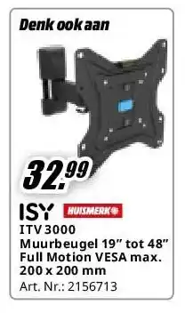 MediaMarkt ITV 3000 Muurbeugel 19” tot 48” Full Motion VESA max. 200 x 200 mm aanbieding