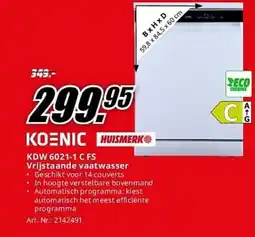 MediaMarkt Koenic KDW 6021-1 C FS Vrijstaande vaatwasser aanbieding