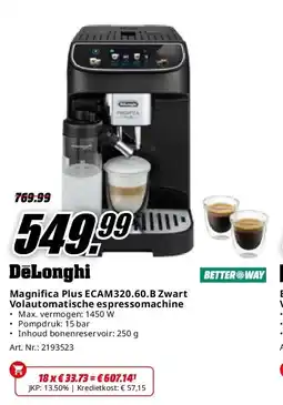 MediaMarkt Delonghi Magnifica Plus ECAM320.60.B Zwart Volautomatische espressomachine aanbieding