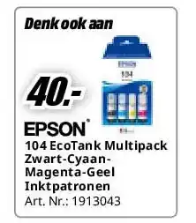 MediaMarkt 104 EcoTank Multipack Zwart-CyaanMagenta-Geel Inktpatronen aanbieding