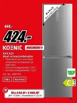 MediaMarkt Koenic KFK 621 Koel-vriescombinatie aanbieding