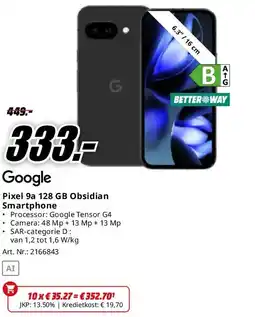 MediaMarkt Pixel 9a 128 GB Obsidian Smartphone aanbieding