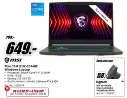 MediaMarkt Thin 15 B12UC-2014BE Windows Laptop aanbieding