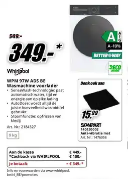 MediaMarkt WPM 97W ADS BE Wasmachine voorlader aanbieding