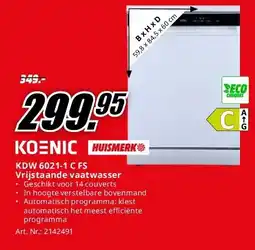 MediaMarkt KDW 6021-1 C FS Vrijstaande vaatwasser aanbieding