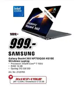 MediaMarkt Samsung Galaxy Book4 360 NP750QGK-KG1BE Windows Laptop aanbieding