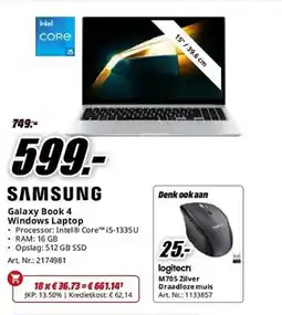 MediaMarkt Samsung Galaxy Book 4 Windows Laptop aanbieding