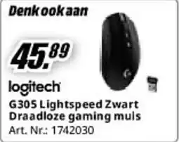 MediaMarkt Logitech G305 Lightspeed Zwart Draadloze gaming muls aanbieding