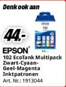 MediaMarkt Epson 102 EcoTank Multipack Zwart Cyaan Geel Magenta Inktpatronen aanbieding