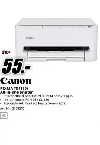 MediaMarkt Canon pixma TS4150i All-in-one printer aanbieding