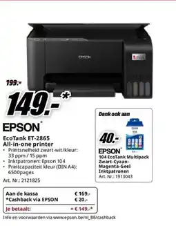 MediaMarkt Epson EcoTank ET-2865 All-in-one printer aanbieding