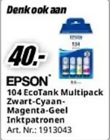 MediaMarkt Epson 104 EcoTank Multipack Zwart Cyaan Magenta Geel Inktpatronen aanbieding