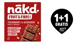 Delhaize Nākd fruit & fibre strawberry & raspberry fraise & framboise aanbieding