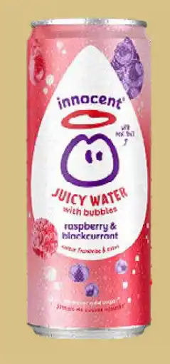 Delhaize Innocent juicy water with bubbles raspberry & blackcurrant aanbieding