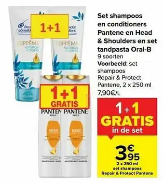 Carrefour Market Set shampoos repair + protect pantene aanbieding