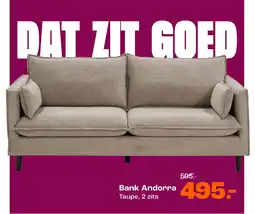 Kwantum Bank Andorra Taupe, 2 zits aanbieding