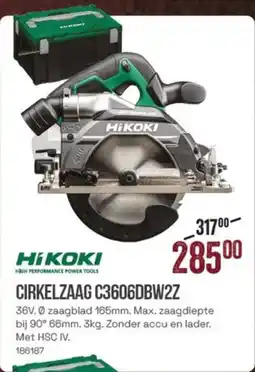 Meno HiKoki Cirkelzaag C3606DBW2Z aanbieding