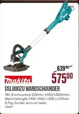 Meno Makita DSL800ZU Wandschuurder aanbieding