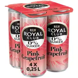 Albert Heijn Royal Club Pink grapefruit 0% suiker 4-pack aanbieding