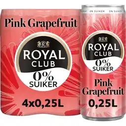 Albert Heijn Royal Club Pink grapefruit 0% suiker 4-pack aanbieding