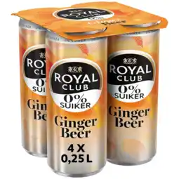 Albert Heijn Royal Club Ginger beer 0% suiker 4-pack aanbieding
