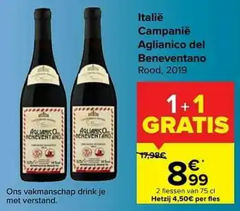 Carrefour Market Italië campanië aglianico del beneventano rood, 2019 aanbieding