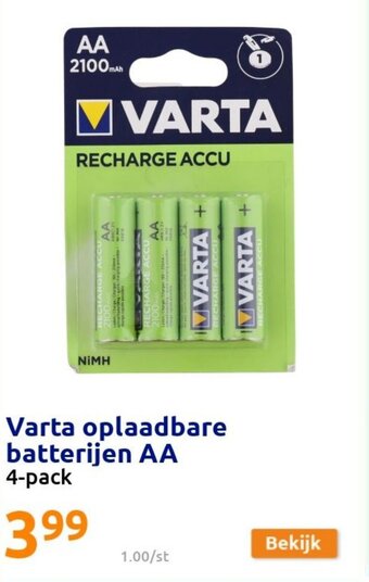 Action Varta oplaadbare batterijen AA aanbieding
