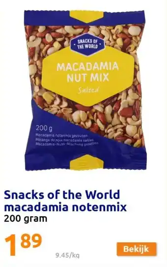 Action Snacks of the World macadamia notenmix 200g aanbieding