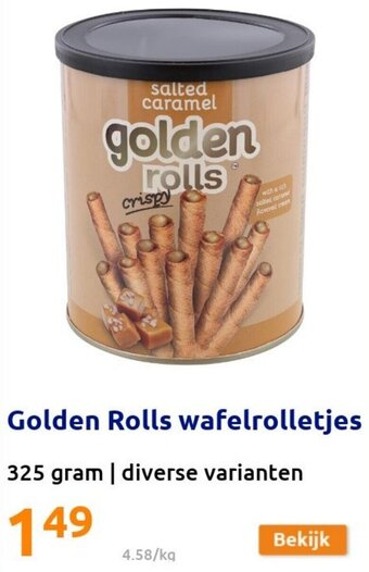 Action Golden Rolls wafelrolletjes 325g aanbieding