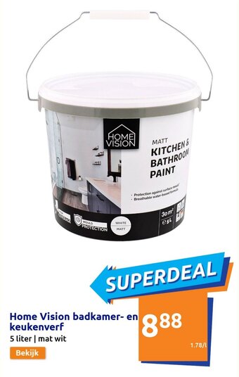 Action Home Vision badkamer- en keukenverf 5 liter aanbieding