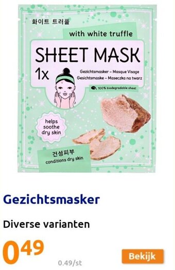 Action Gezichtsmasker aanbieding