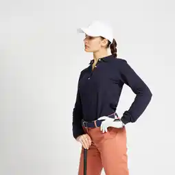 Decathlon Golfpolo met lange mouwen voor dames MW500 marineblauw aanbieding