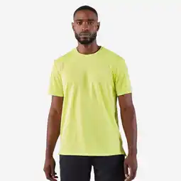 Decathlon Ademend hardloopshirt met korte mouwen voor heren Run 500 Dry citroengeel aanbieding