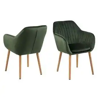 Leen Bakker Eetkamerstoel Meda - fluweel - forest groen/streep (1 stuk) - Leen Bakker aanbieding