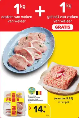Carrefour Oesters (1 kg) + gehakt van varken van weleer (1 kg) Kwaliteitsketen Carrefour aanbieding