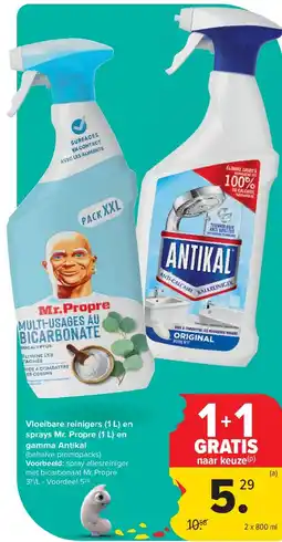 Carrefour Vloeibare reinigers (1 L) en sprays Mr. Propre (1 L) en gamma Antikal aanbieding