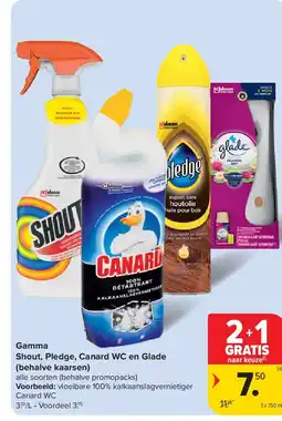 Carrefour Gamma Shout, Pledge, Canard WC en Glade (behalve kaarsen) aanbieding